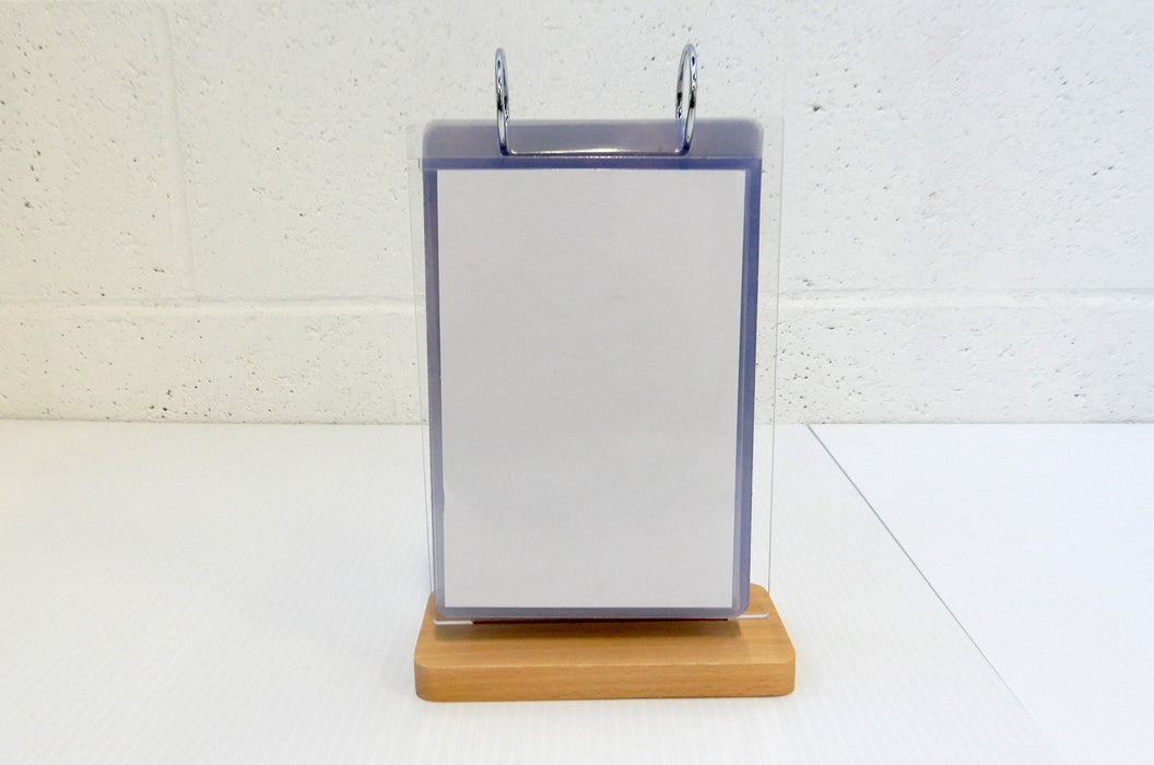 Flip Menu Display Stand With Clear 4x5.9 Display Pockets | Wood + Acrylic - Clubcard Printing Canada