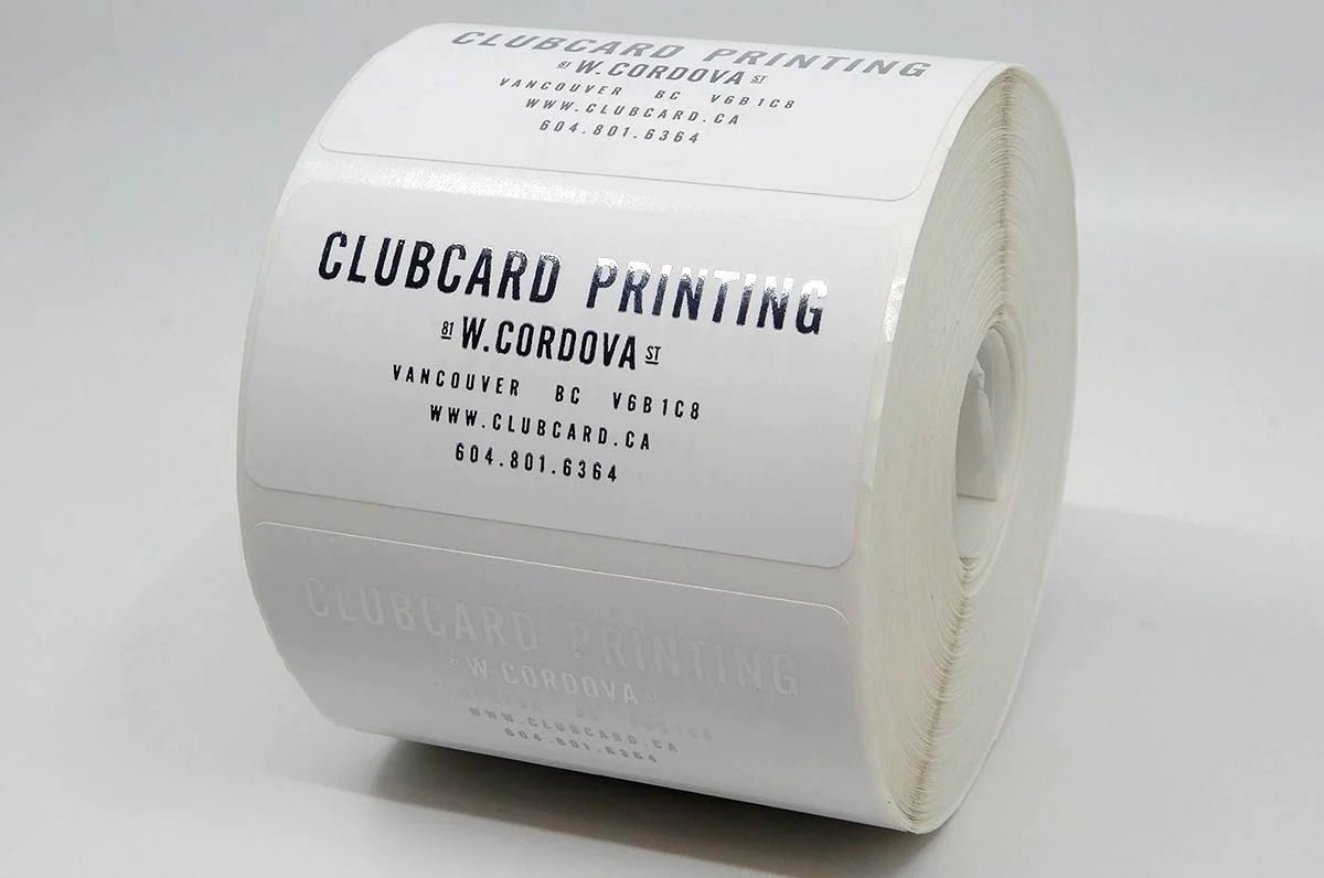 Foil Stamped Non - Weatherproof Flexo Stickers - Clubcard Printing Canada