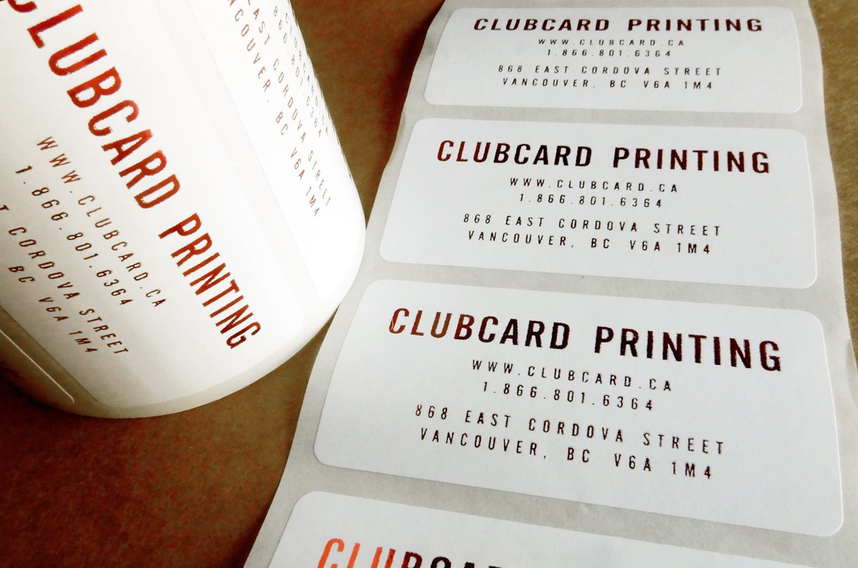 Foil Stamped Non - Weatherproof Flexo Stickers - Clubcard Printing Canada