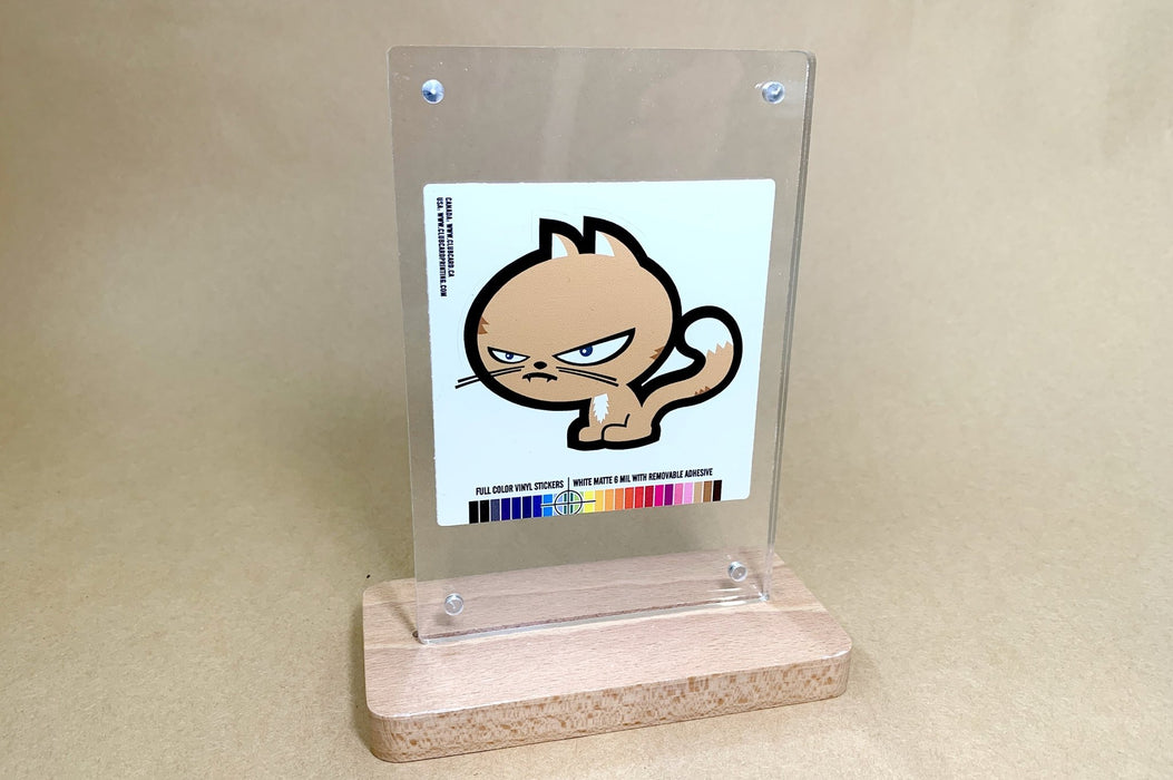 Quick Change Acrylic 4x6 Sign And Menu Holder w/ Magnets And Wood Base - Clubcard Printing Canada