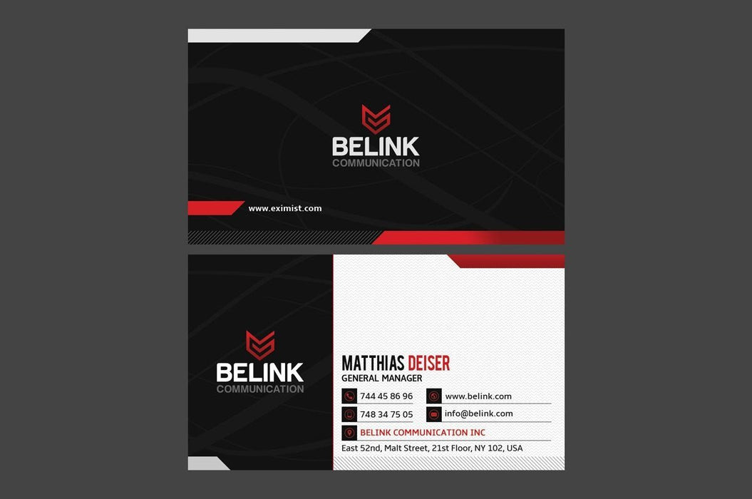 Red Black Business Card Template - Clubcard Printing Canada